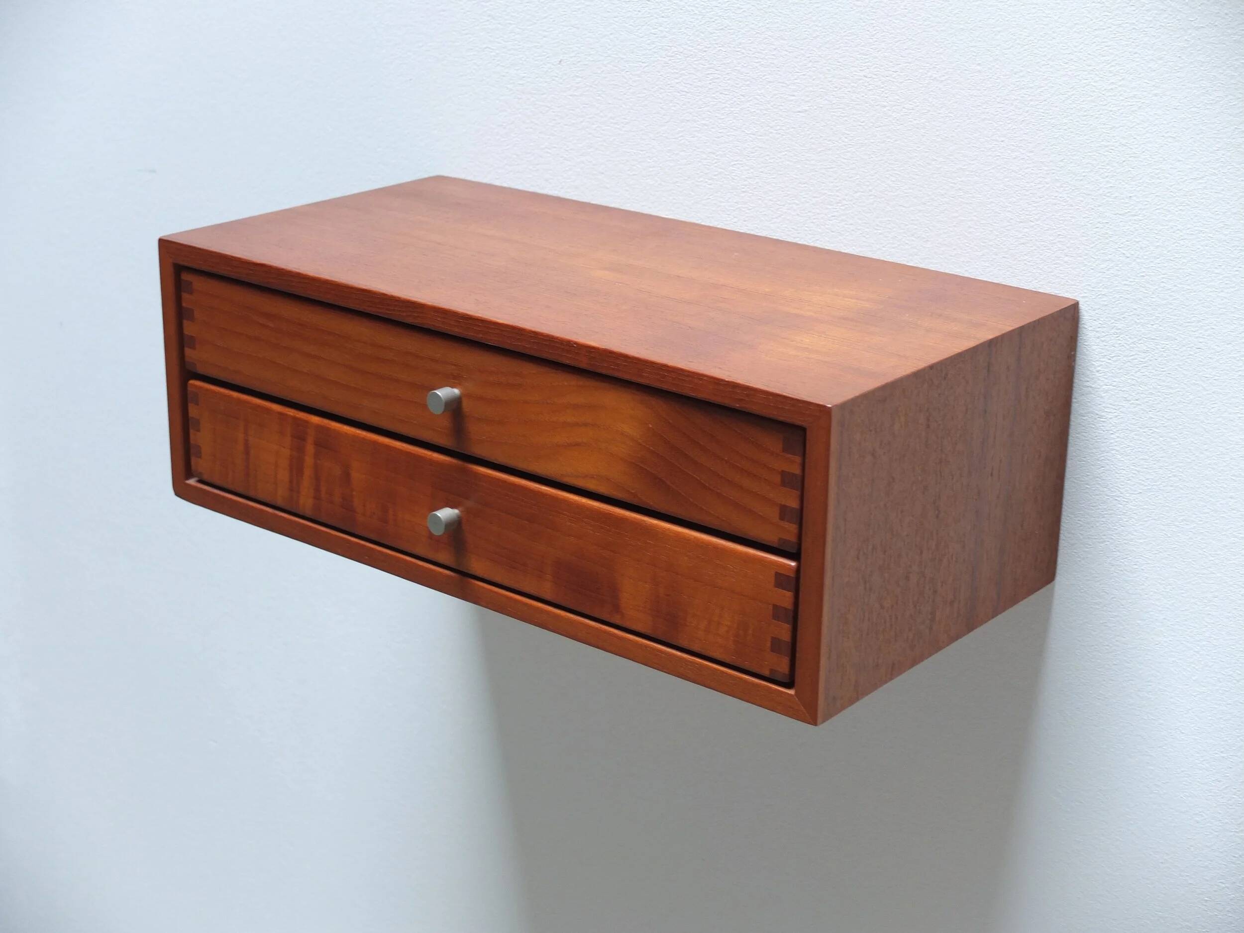 Floating wall shelf with drawers by Kai Kristiansen for Axel Kjersgaard, 1960s
