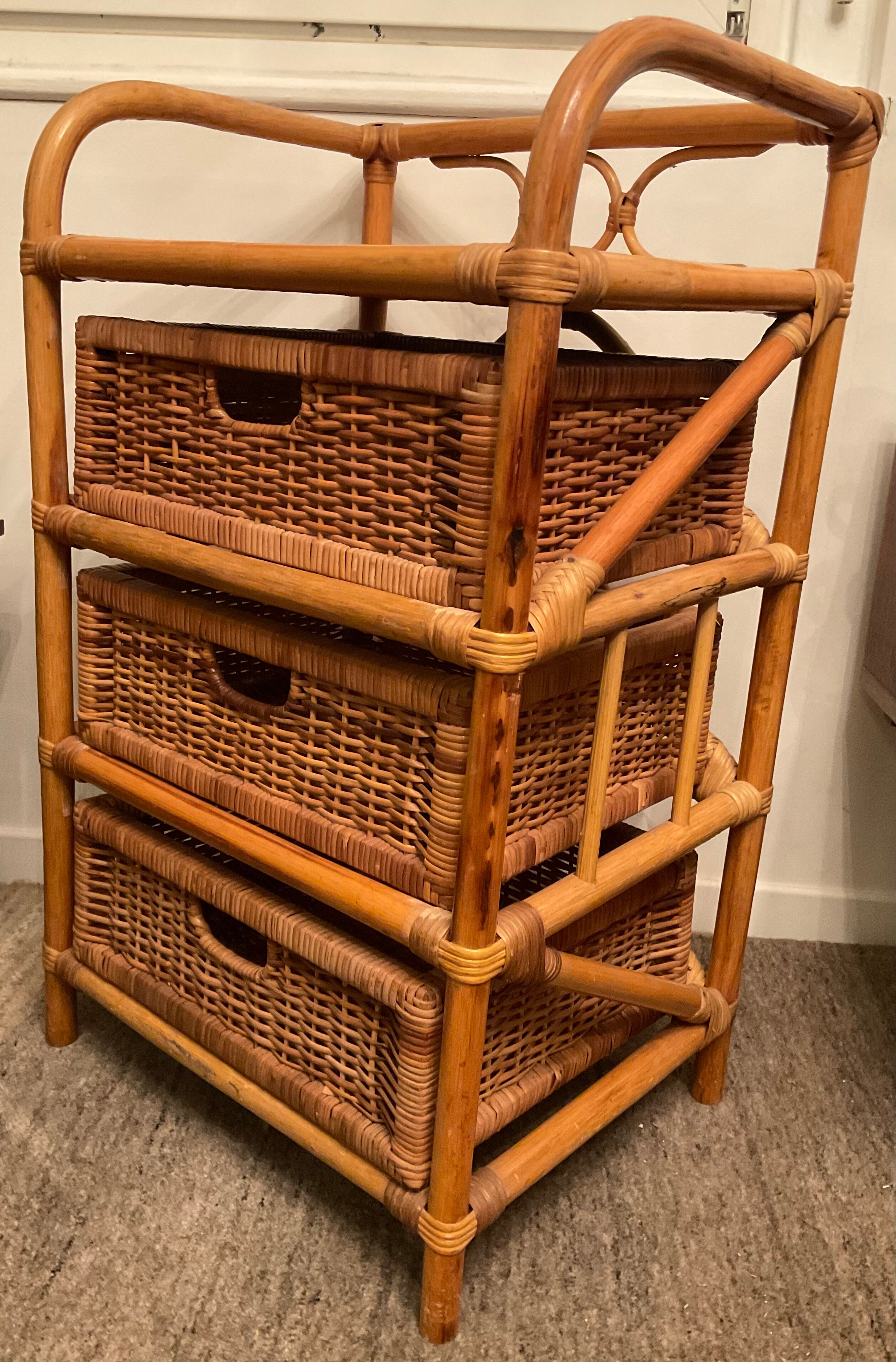 Vintage rattan storage cabinet from the 70s