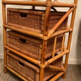 Vintage rattan storage cabinet from the 70s