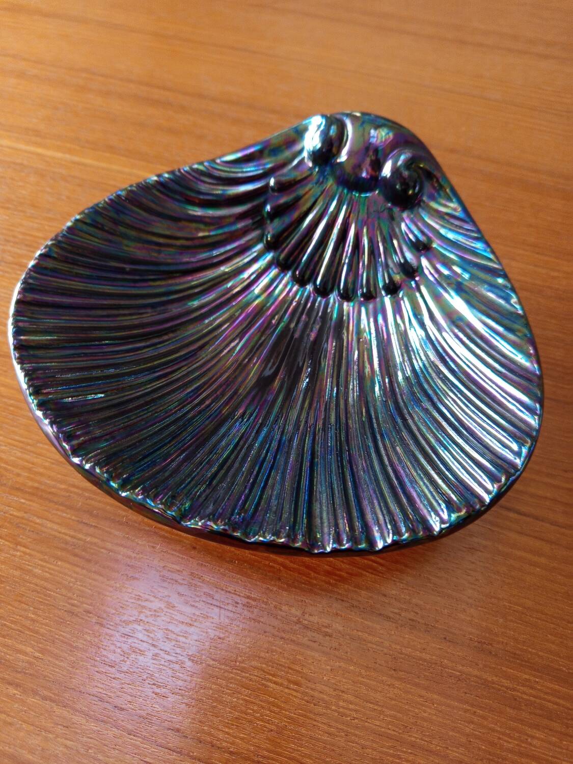 Iridescent seashell trinket tray
