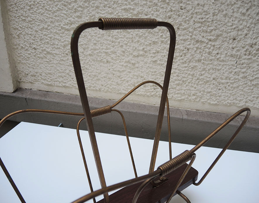 Old wooden & brass magazine rack