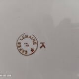 Round plate with aqua green rim and golden frieze, Cafés Lemaire.