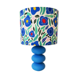 Lampe ondulée et abat-jour bleuet