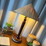 Large mahogany lamp with straw shade – "travel" spirit