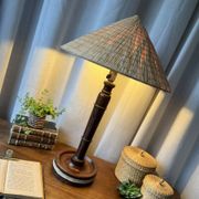 Large mahogany lamp with straw shade – "travel" spirit