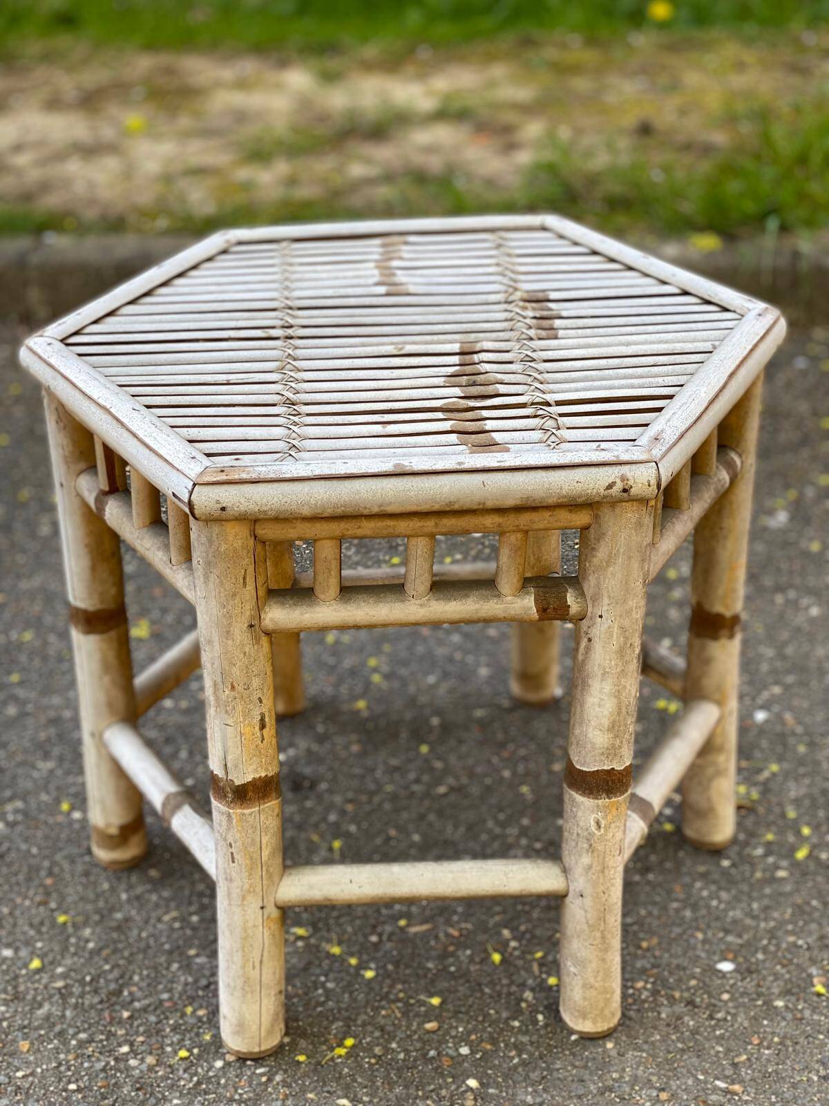 Table basse en bambou années 60