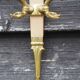 Vintage French Empire Sconces: Gilt Bronze, Salmon Column Double Arm Light