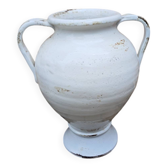 White glazed stoneware jar / pottery