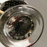 Table lamp in translucent glass with black inlaid glass.