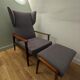 Scandinavian armchair with footrest 1950 vintage