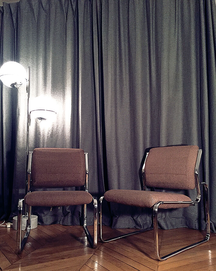 Atal wool and chrome chairs, from the 1970s, set of 2