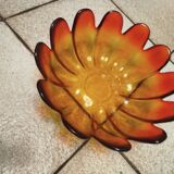 Very rare Indiana glass, amber lotus flower.