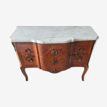 Louis XVI period chest of drawers with marble.