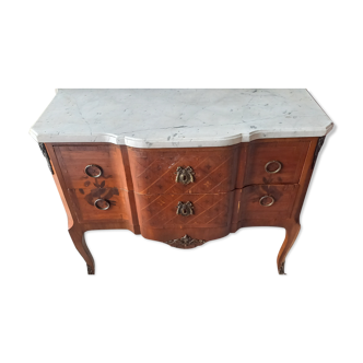 Louis XVI period chest of drawers with marble.