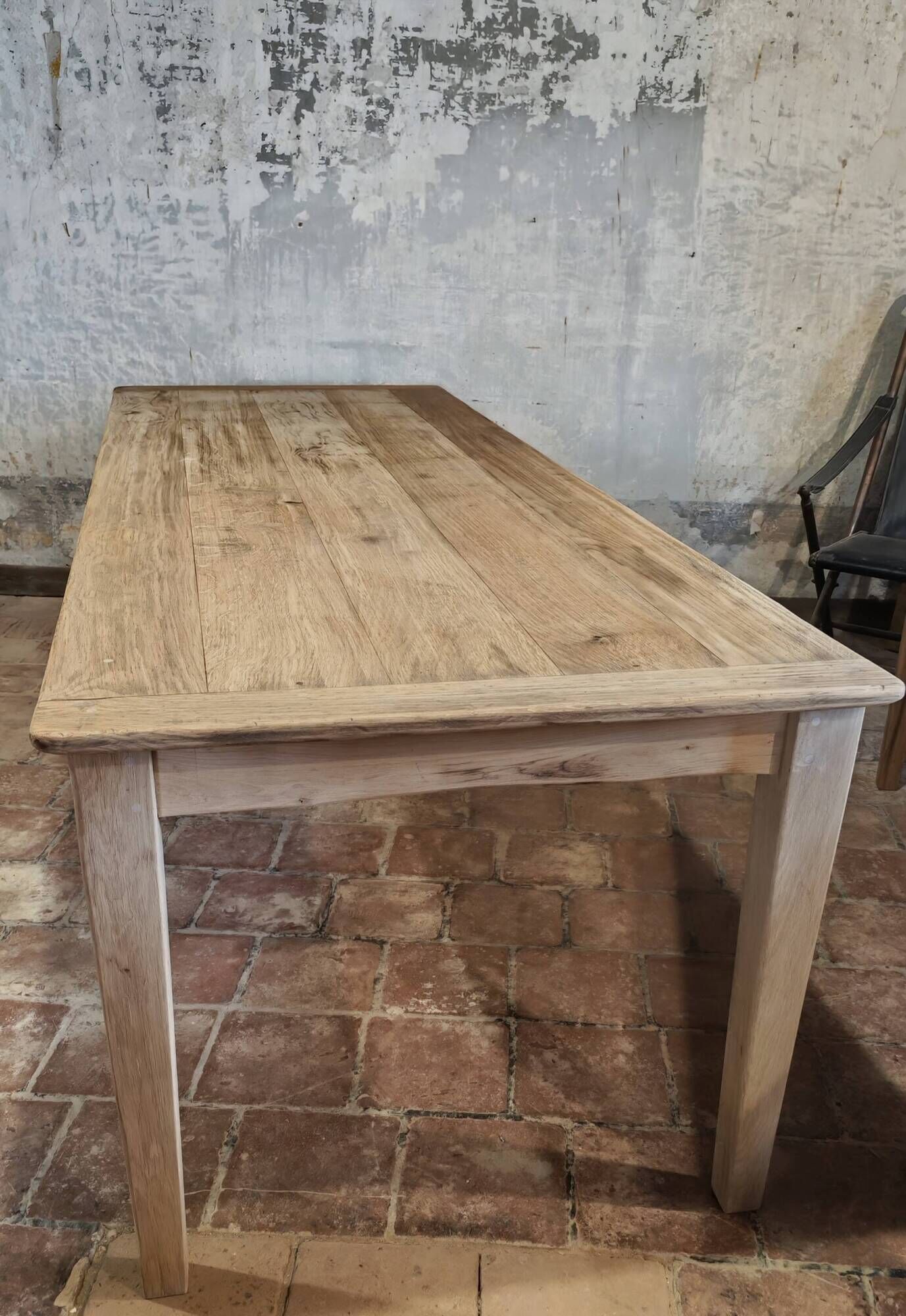 Solid oak farmhouse table "brut" 247x89, top "chocolate oak"