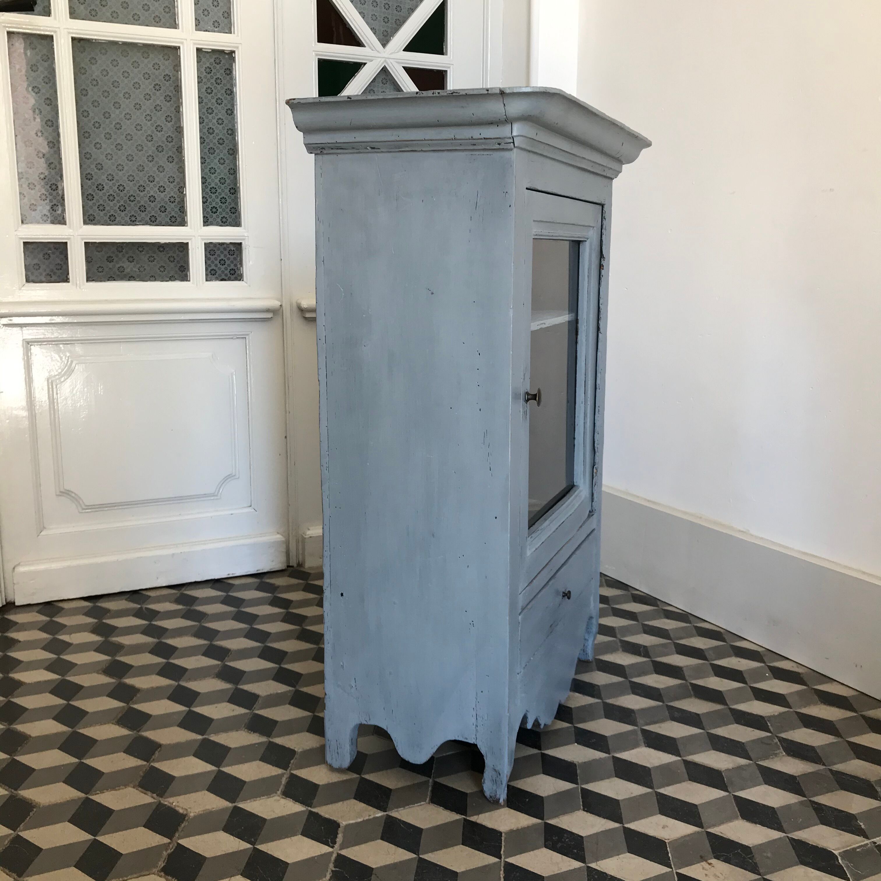 Old grey tinted wooden furniture