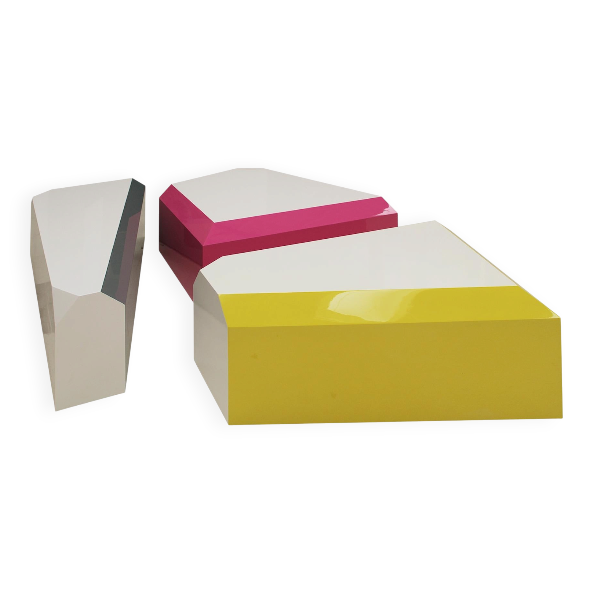 Modular Coffee Table Made In Coloured Lacquered Wood With Gloss FInish