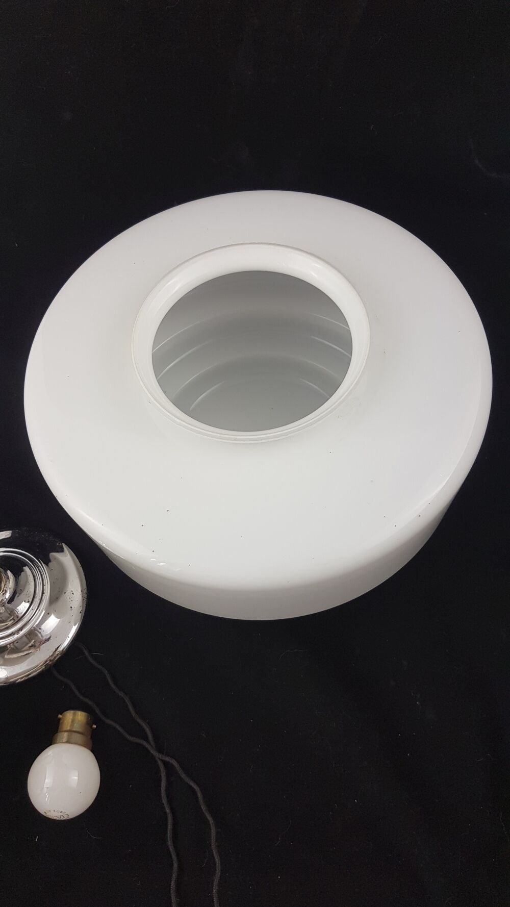 Art deco, metal and opaline hanging lamp