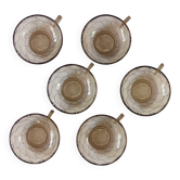 Lot de 6 coupes à dessert Art déco en verre fumé