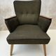 Pair of vintage wooden and fabric armchairs from the 1960s.