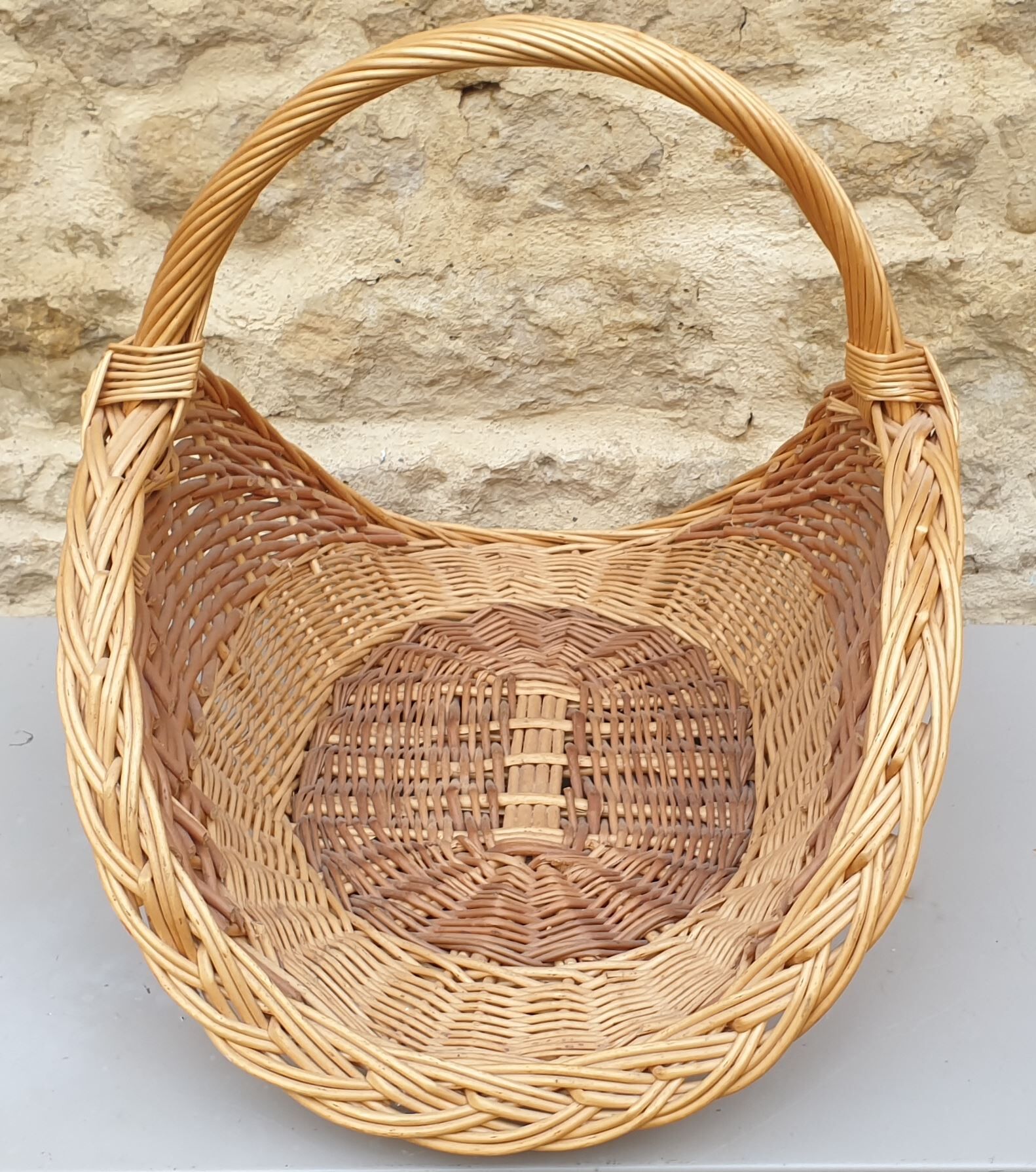 Log basket near the fireplace