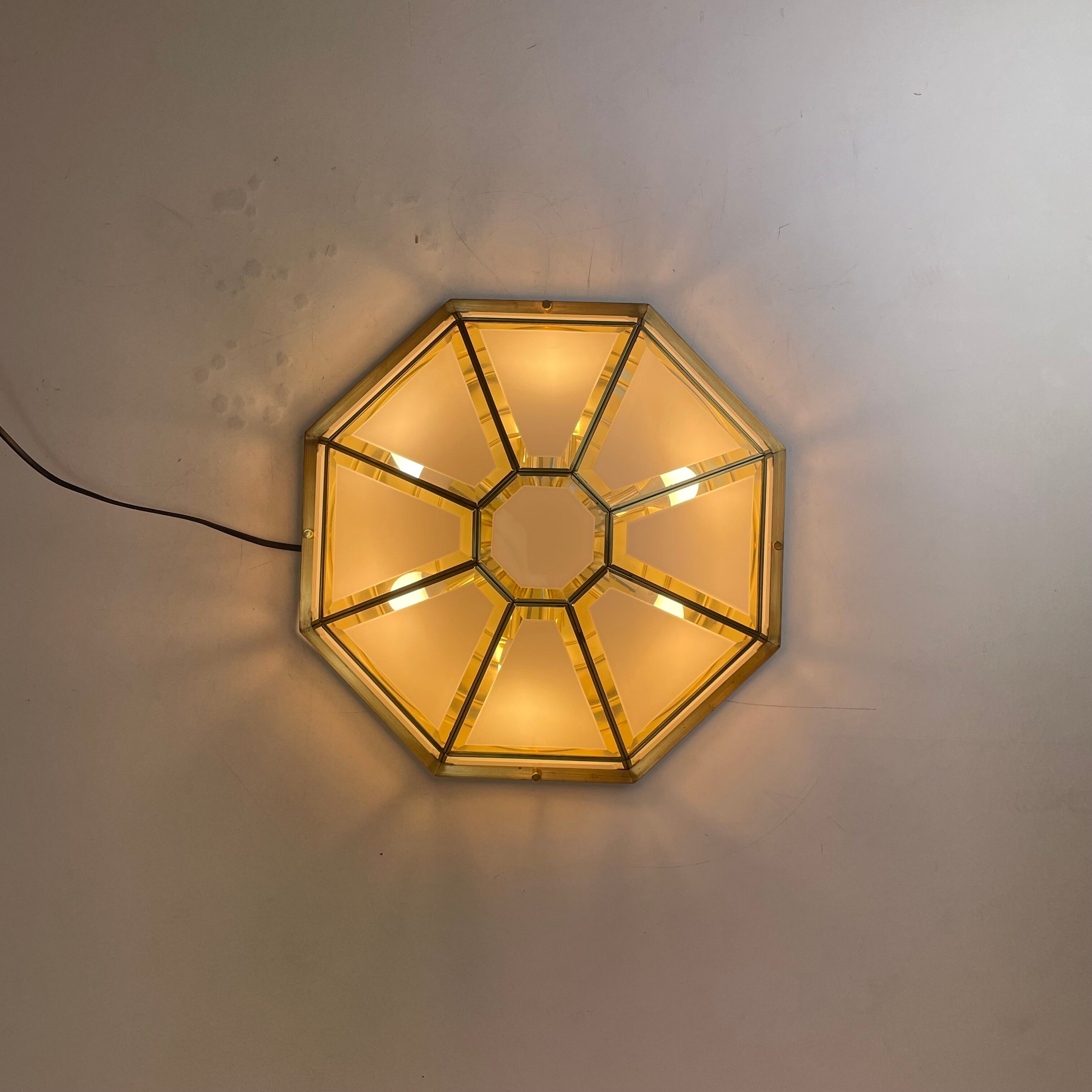 Hollywood Regency, Brass, Ceiling Lamp by Deknudt, Belgium, 1980s