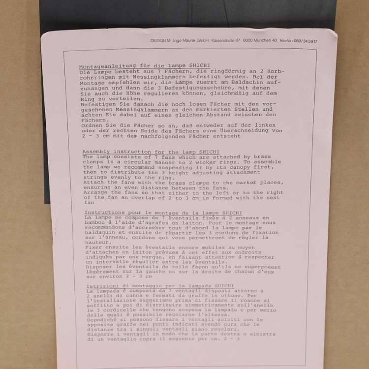 Suspension 'Uchiwa' d'Ingo Maurer, Allemagne, années 1970, dans sa boîte d'origine