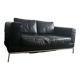 Vintage black leather 2-seater sofa - Corbusier style