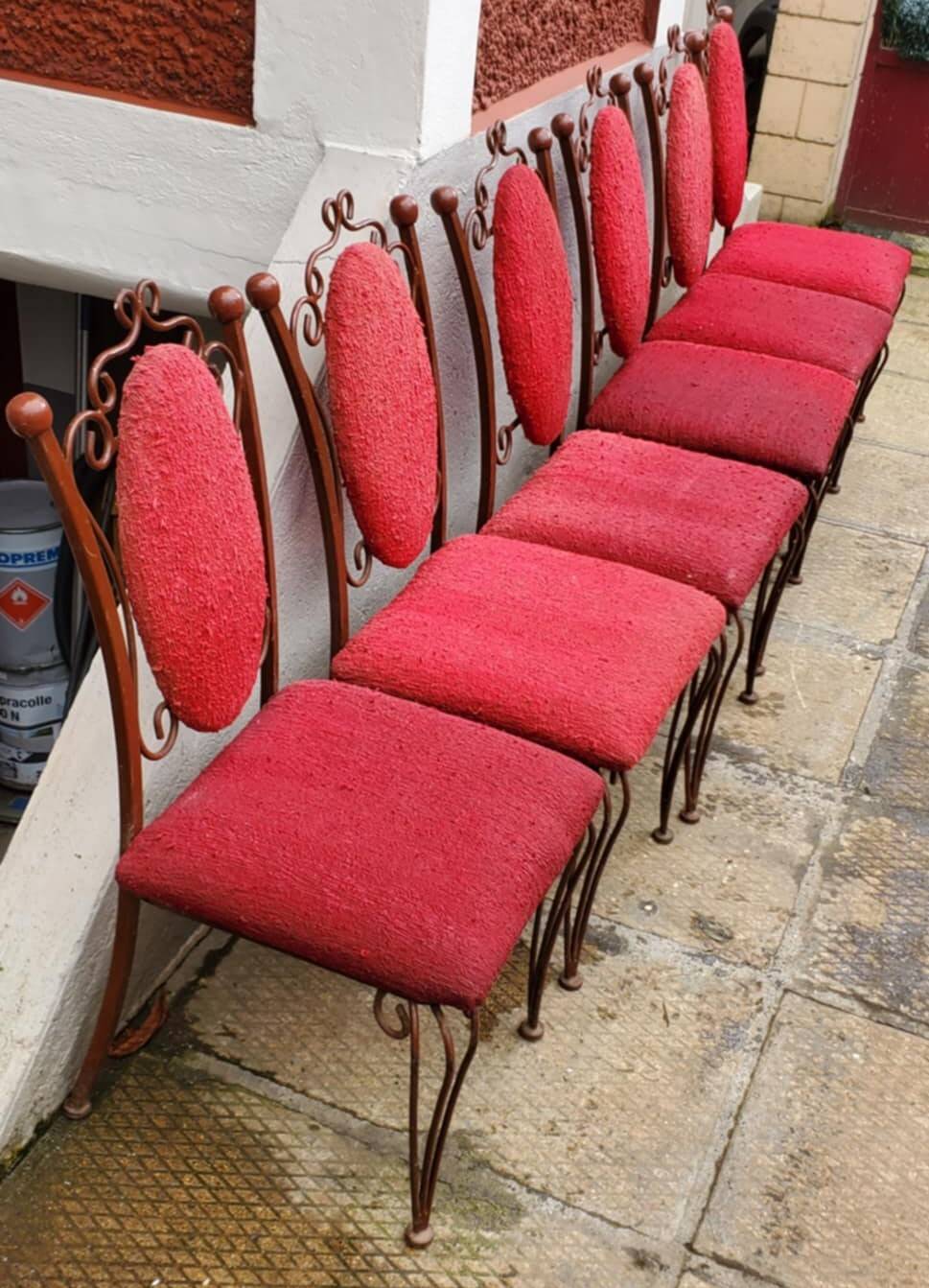 6 wrought iron chairs by Raymond Menos, Haiti