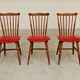Lot de 3 chaises bois et skaï rougeTacoma par Baumann 1960