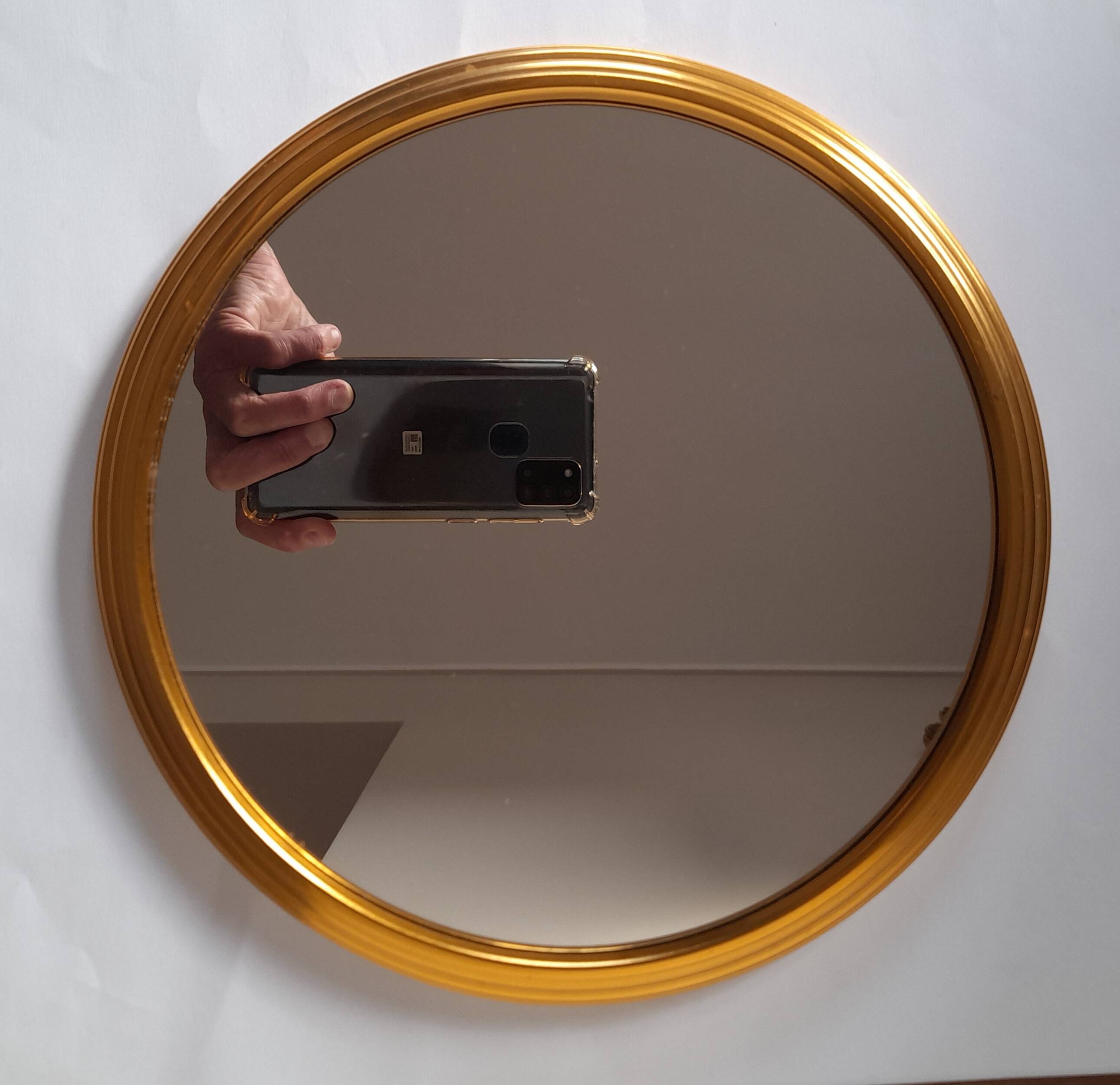 Round mirror tray with gold edge - 1950s