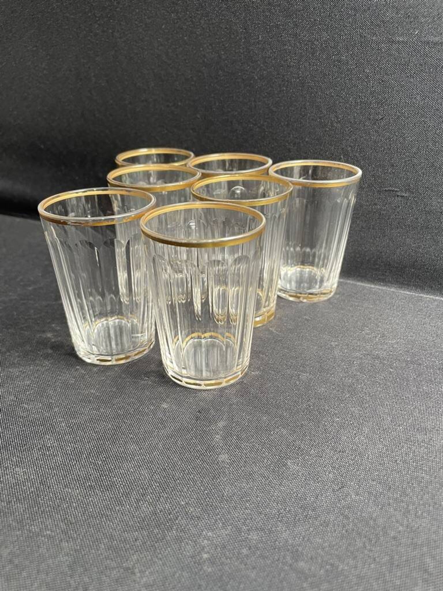 7 gobelets Baccarat service Chicago taille 6410 dorés