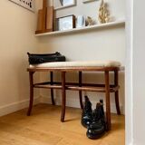 Wooden and beige cotton piano bench