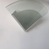 Pair of vintage wall lights, white lacquered metal and sandblasted glass, France 1970