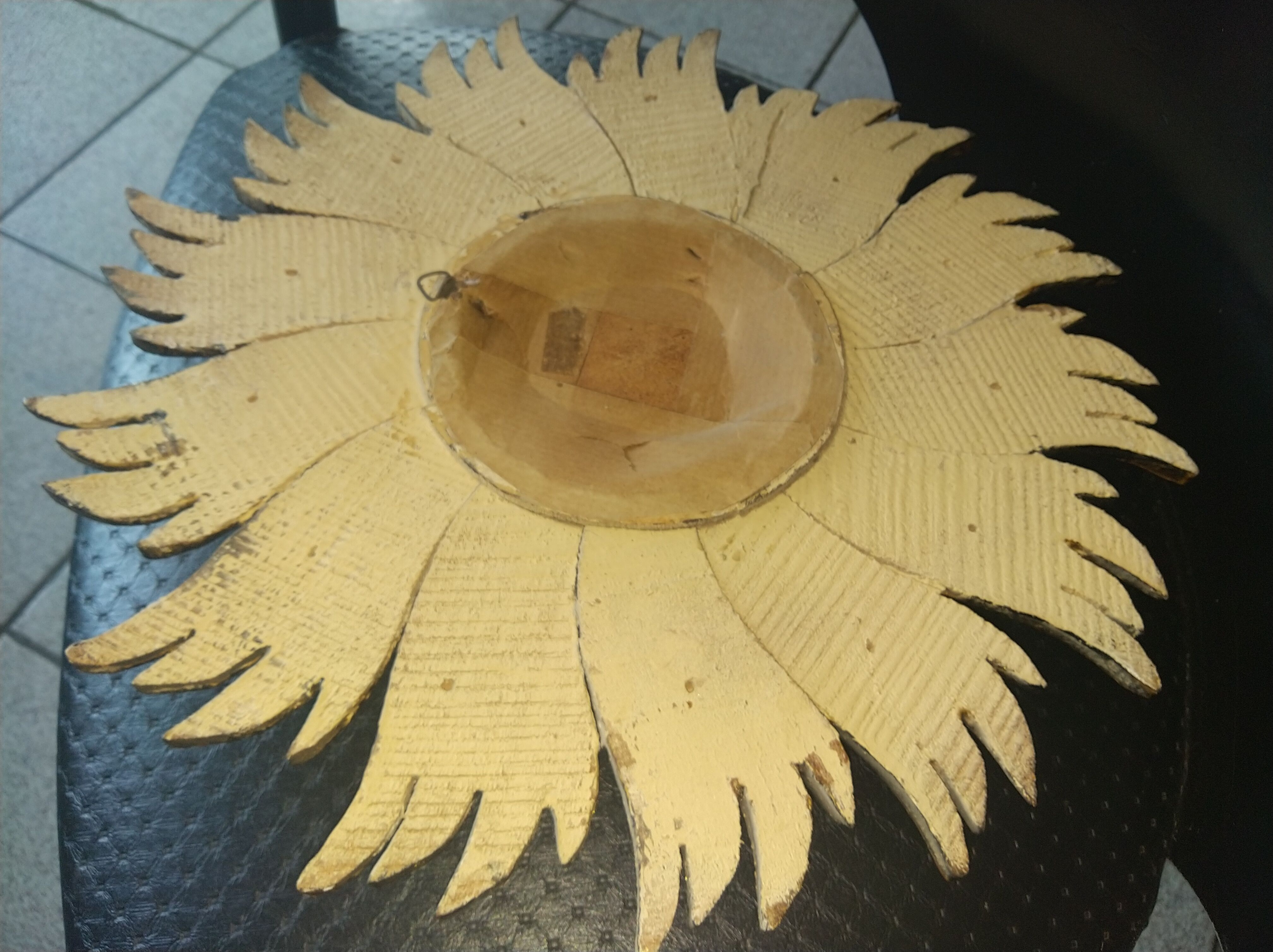 Golden wood sun mirror circa 1960