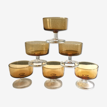 Set 6 coupes en verre fumé Luminarc  années 70