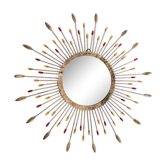 Metal sun mirror, vintage French, 44 cm