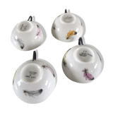 4 cups in fine limoges porcelain signed LC 60s