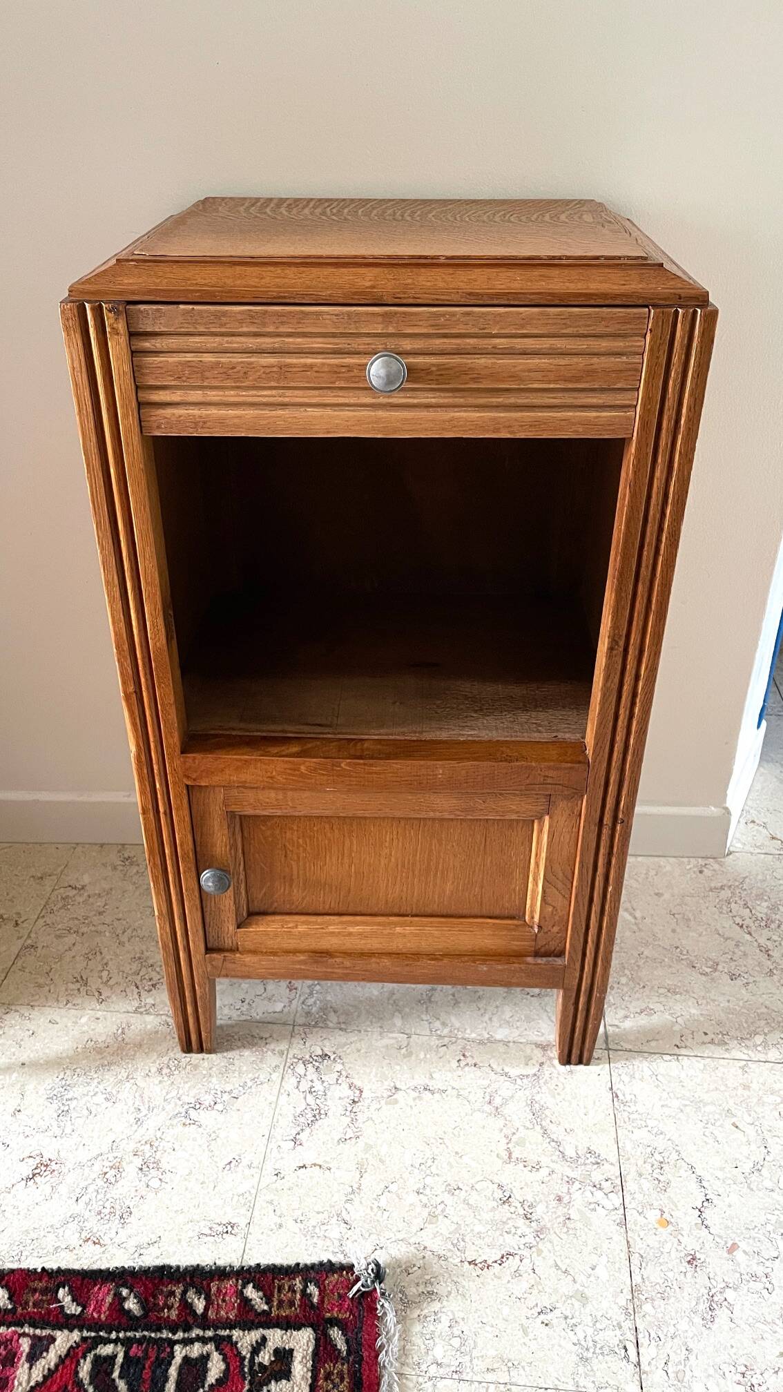 Cube bedside table in oak 1950s