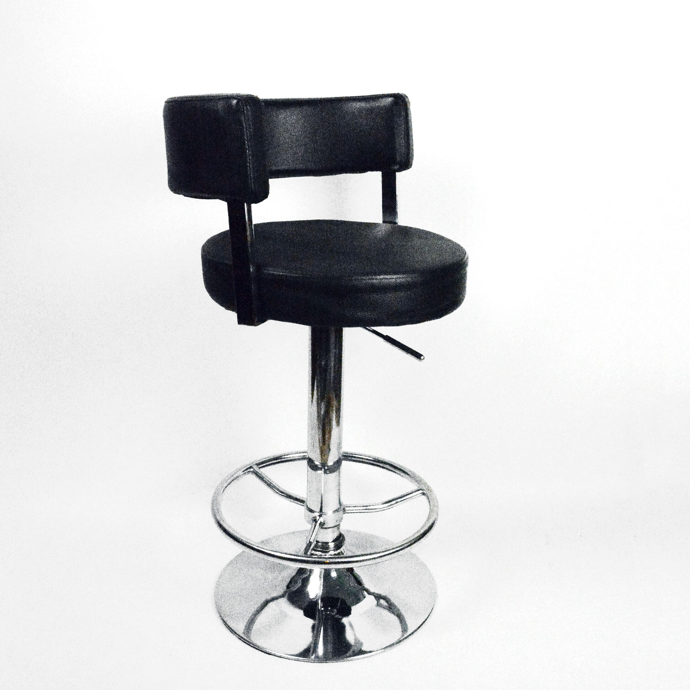 Bar stool black, eco-leather, Germany 90s