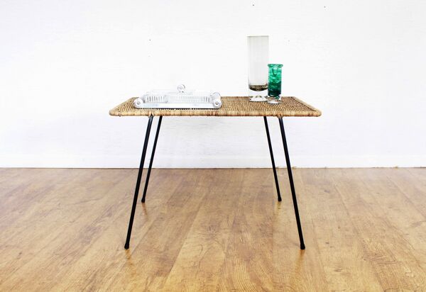 table basse ou d'appoint en osier tressé
