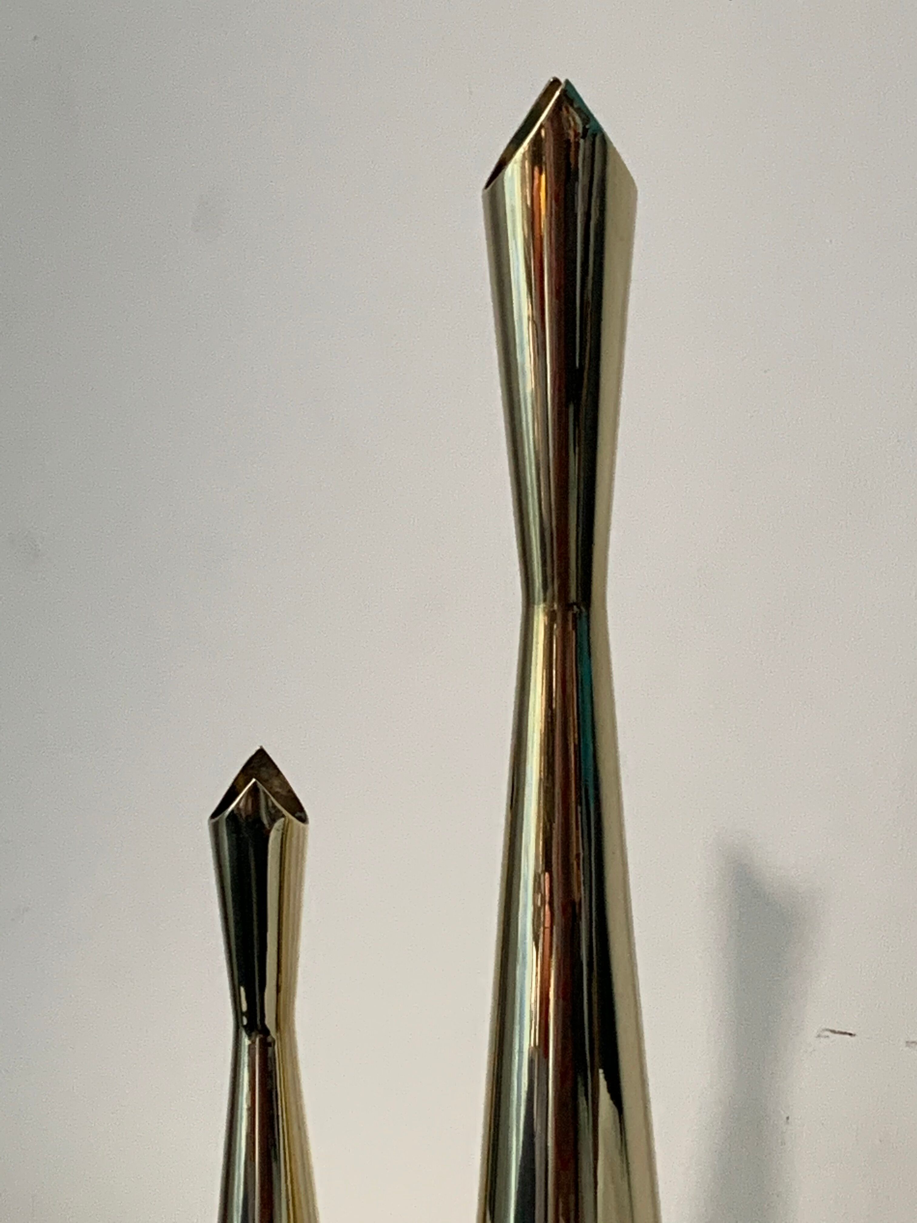 Pair of Lino Sabattini Cardinal brass vases for Christofle