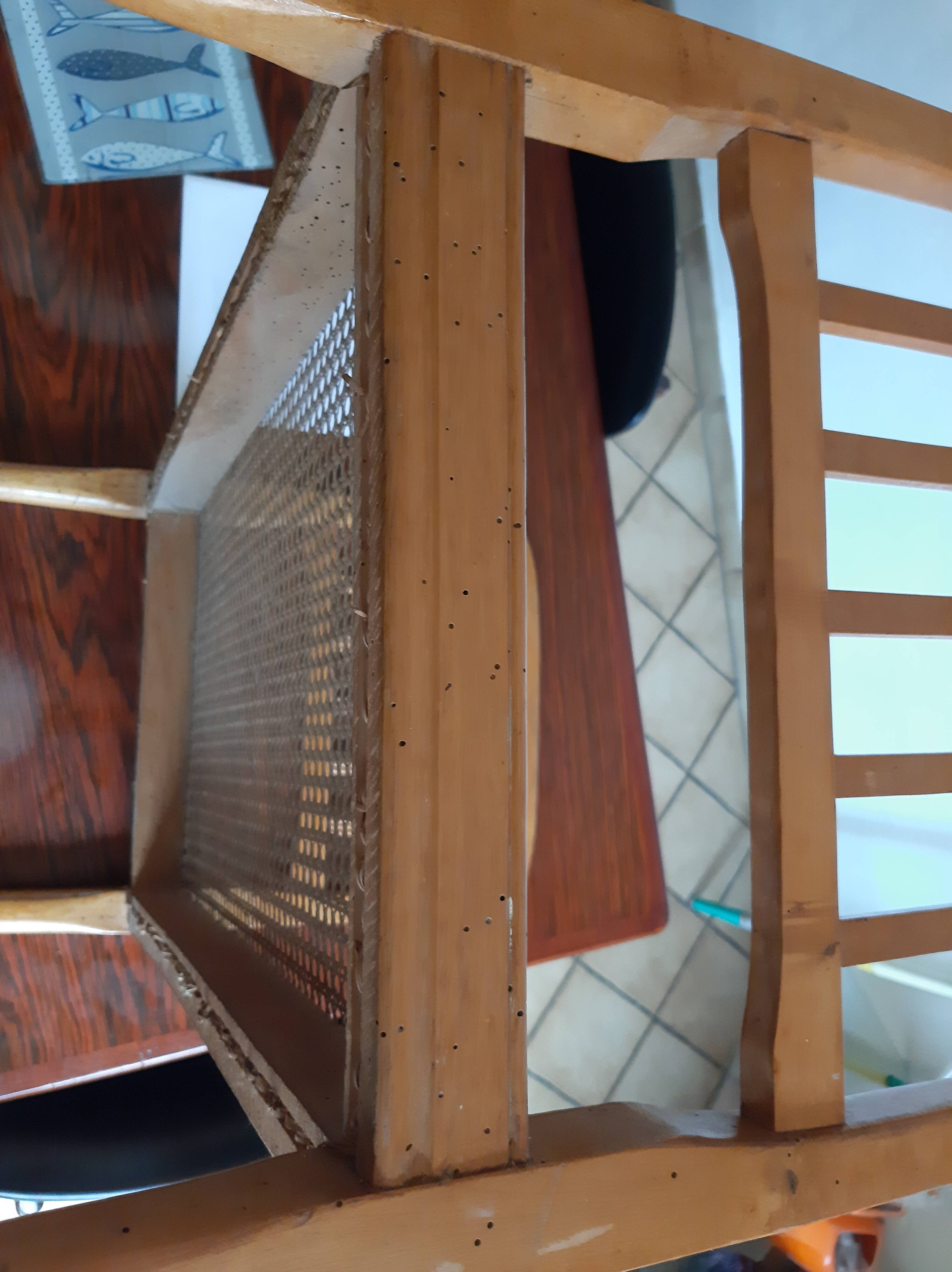 Piano bench end of empire style cane bed