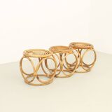 Set of three 1970s rattan stools, Spain.