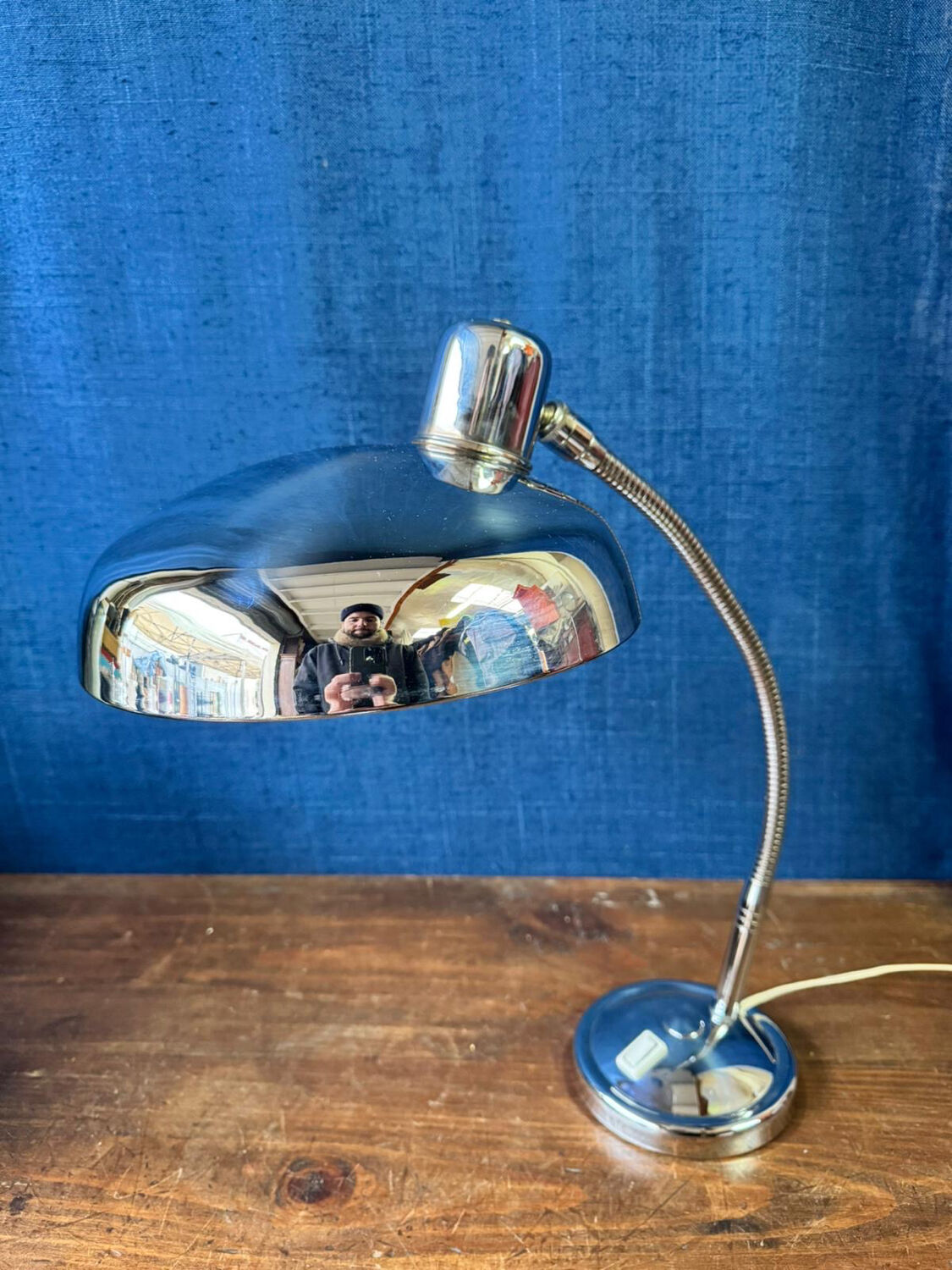 Vintage chrome desk lamp by Giovanni Michelucci for Lariolux