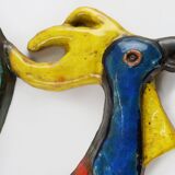Vintage Ceramic plaquette of a colorful Rooster signed A. Dandoy, Belgium 1