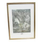 Old framed lithograph: The Hunt of Beauvarlet Jacques Firmin
