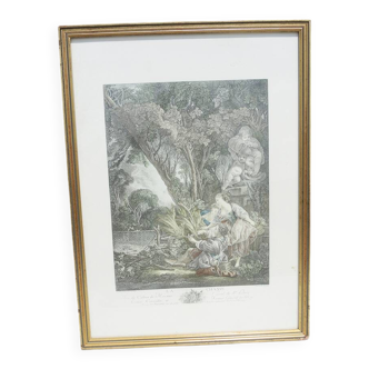 Old framed lithograph: The Hunt of Beauvarlet Jacques Firmin