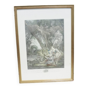 Old framed lithograph: The Hunt of Beauvarlet Jacques Firmin