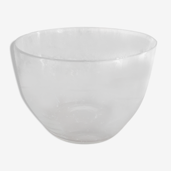 Large bowl made of transparent bubbled blown glass